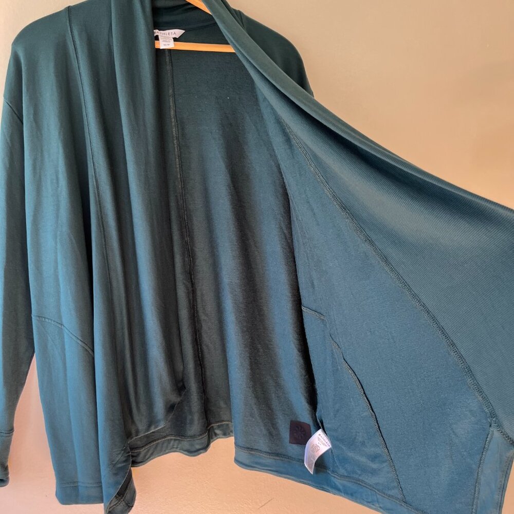 Athleta Forest Green Draped Open-Front Cardigan - Picture 4 of 8